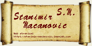 Stanimir Macanović vizit kartica